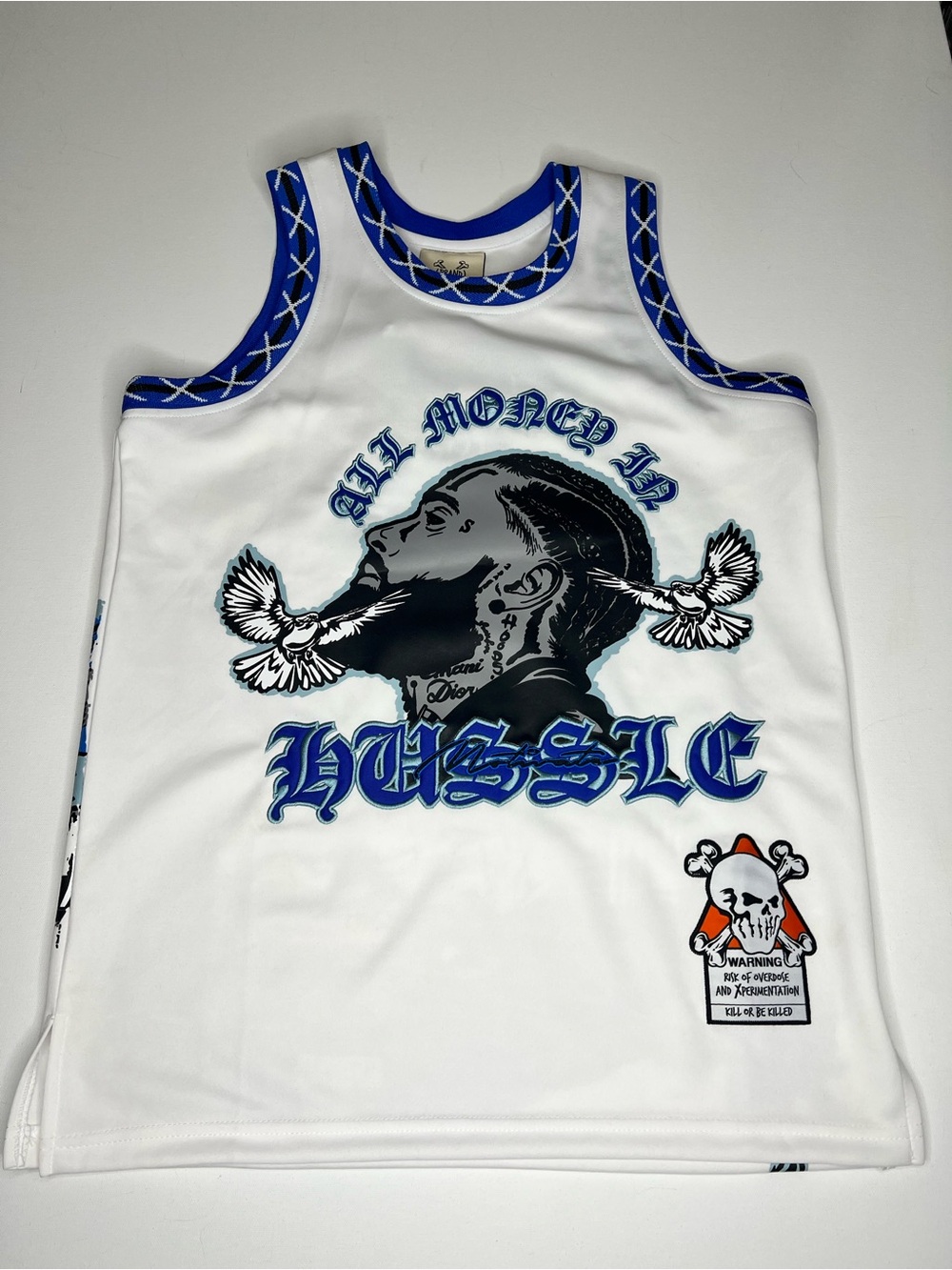 NIPSEY HUSTLE Graphic White & Blue Tank Top XSmall
